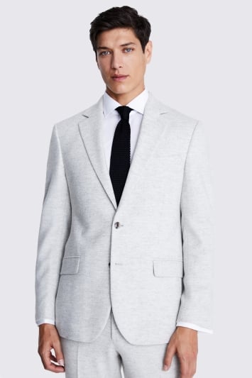 Tailored Fit Light Grey Donegal Suit Jacket