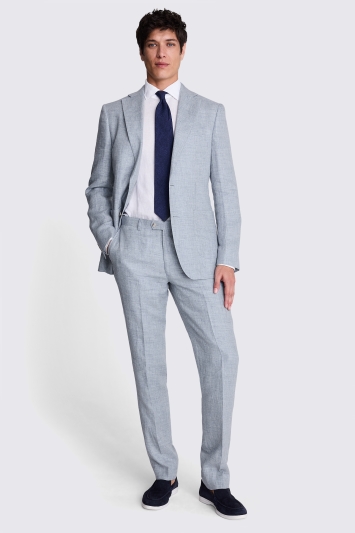 Tailored Fit Light Blue Linen Suit Jacket