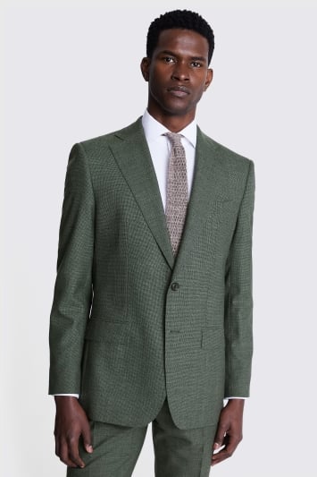 Regular Fit Green Puppytooth Suit Jacket