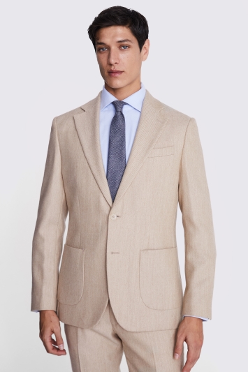 Tailored Fit Camel Twill Suit Jacket