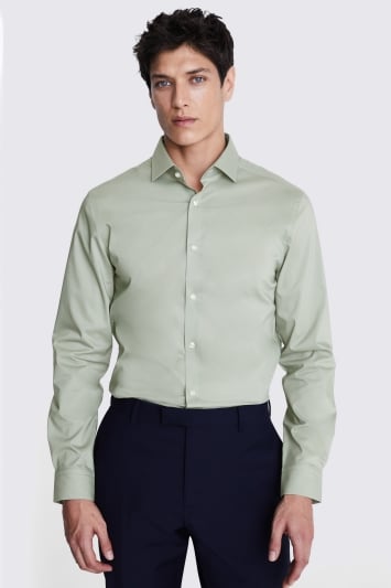 Slim Fit Sage Green Stretch Shirt