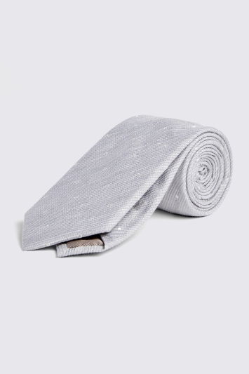 Silver Textured Spot Tie