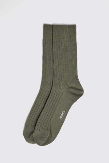 Sage Fine Ribbed Socks