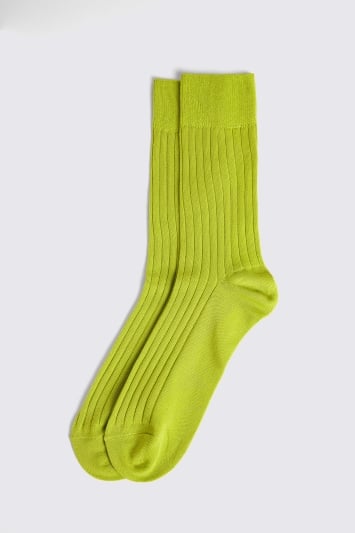 Lime Green Fine Ribbed Socks