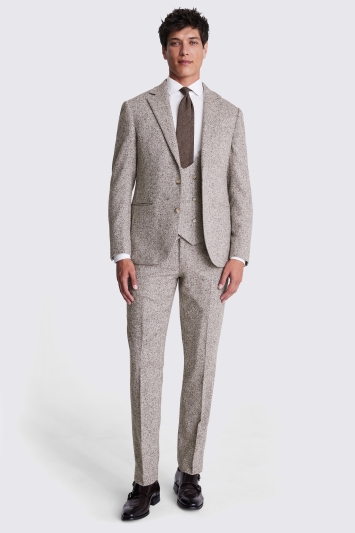 Moss Custom Made Taupe Donegal Suit In Beige