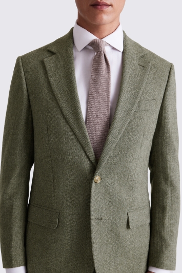 Moss Custom Made Sage Herringbone Suit In Green