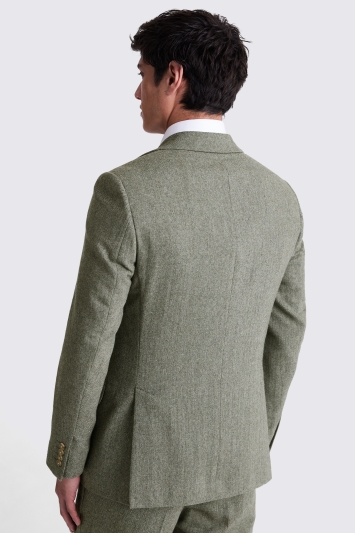 Moss Custom Made Sage Herringbone Suit In Green
