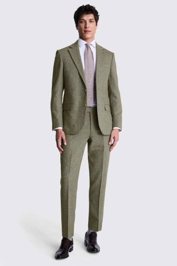 Moss Custom Made Sage Herringbone Suit In Green