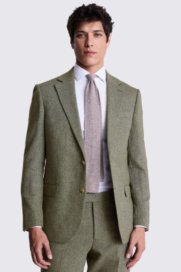 Moss Custom Made Sage Herringbone Suit In Green