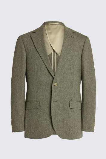 Moss Custom Made  Sage Herringbone Suit In Green