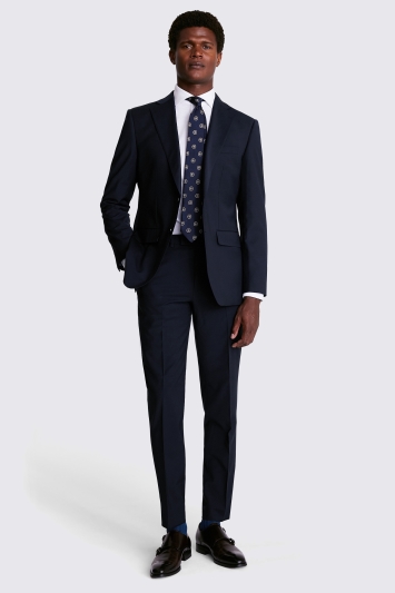 Moss Custom Made Navy Performance Suit In Blue
