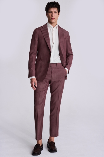 Moss Custom Made  Cerise Herringbone Suit In Pink