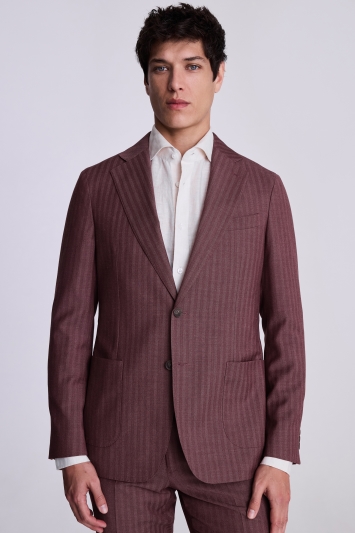 Moss Custom Made  Cerise Herringbone Suit In Pink