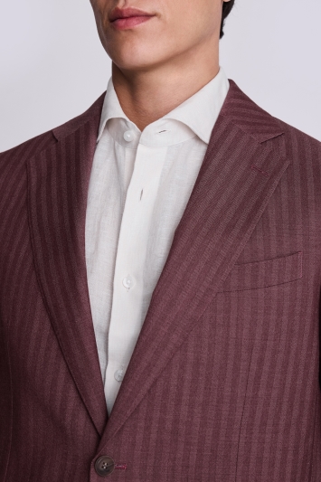 Moss Custom Made  Cerise Herringbone Suit In Pink