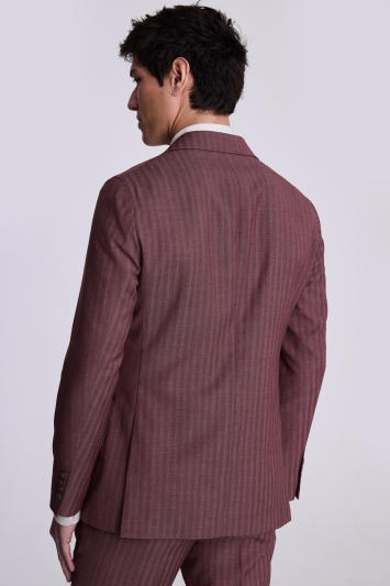 Moss Custom Made  Cerise Herringbone Suit In Pink