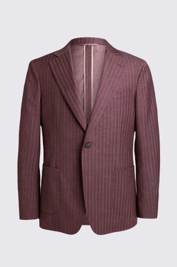 Moss Custom Made  Cerise Herringbone Suit In Pink