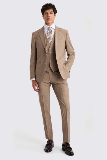 Moss Custom Made Neutral Performance Suit In Beige