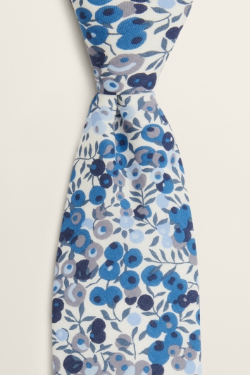 Blue Berry Tie Made with Liberty Fabric
