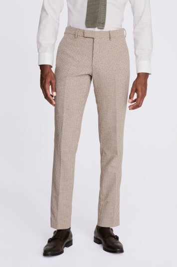 Slim Fit Taupe Houndstooth Suit