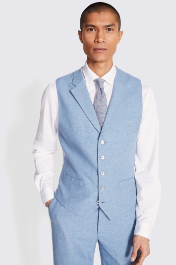 Tailored Fit Blue Herringbone Waistcoat