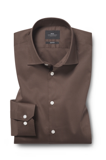 Slim Fit Brown Stretch Shirt