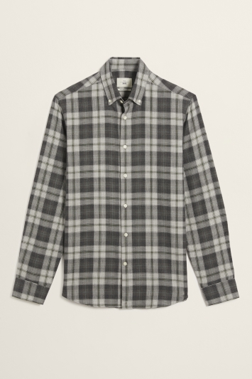 Tailored Fit Green Brushed Check Shirt