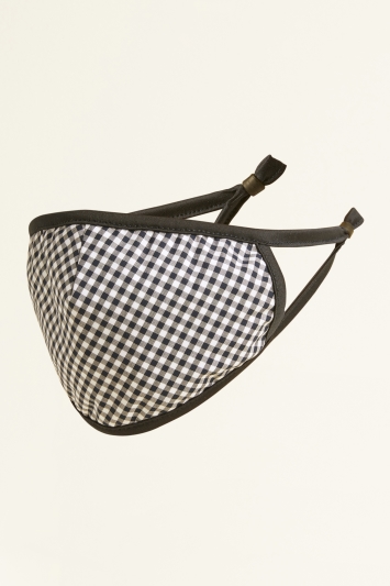 Navy Check Cotton Mask