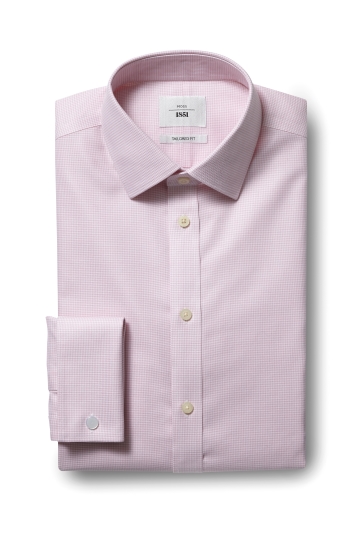 Moss 1851 Tailored Fit Pink Double Cuff Dogtooth Zero Iron Shirt 