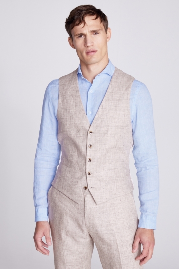 Tailored Fit Oatmeal linen Waistcoat