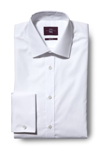 Regular Fit White Double Cuff Non Iron Shirt