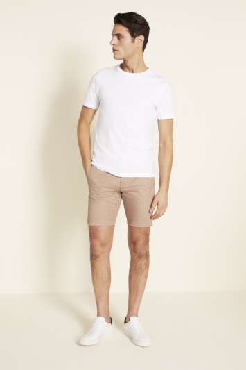 Moss London Slim Fit Taupe Chino Stretch Shorts 