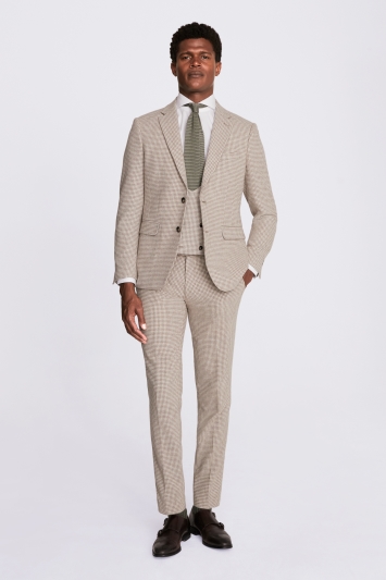 Slim Fit Taupe Houndstooth Suit