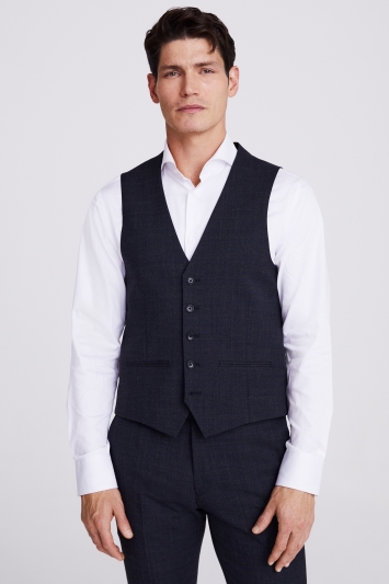 Tailored Fit Charcoal with Navy Check Waistcoat