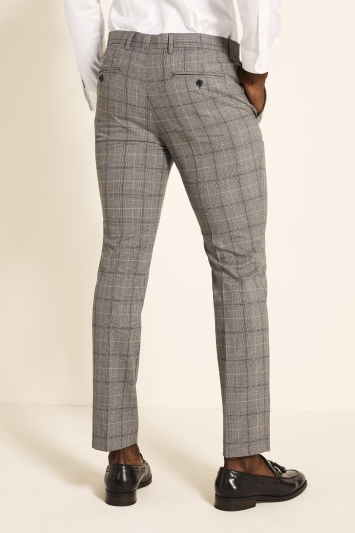 Slim Fit Grey Navy Check Trousers