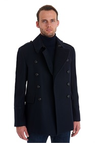 Moss 1851 Tailored Fit Navy Pea Coat
