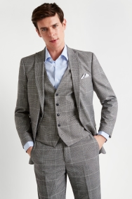 Moss Esq. Regular Fit Black and White Check Suit