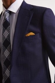 Moss London Premium Skinny/Slim Fit Ink Herringbone Tweed Suit