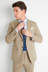 Savoy Taylors Guild Tailored Fit Beige Cotton Suit