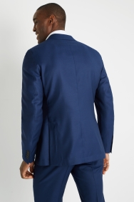 Savoy Taylors Guild Tailored Fit Blue Semi Plain Jacket