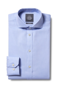 Savoy Taylors Guild Tailored Fit Blue Single Cuff Twill Non Iron Shirt