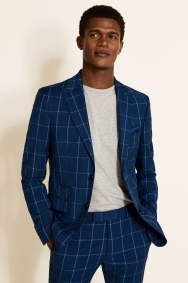 Moss London Slim Fit Blue Check Suit