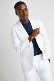 Moss 1851 Tailored Fit White Linen Jacket