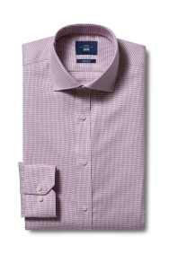 Moss 1851 Tailored Fit Pink Single Cuff Dobby Non-Iron Shirt