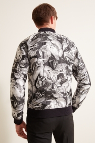 Moss London Slim Fit Black & White Heron Bomber Suit