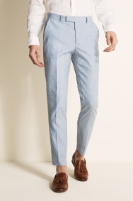 Slim Fit Light Blue Linen Trousers