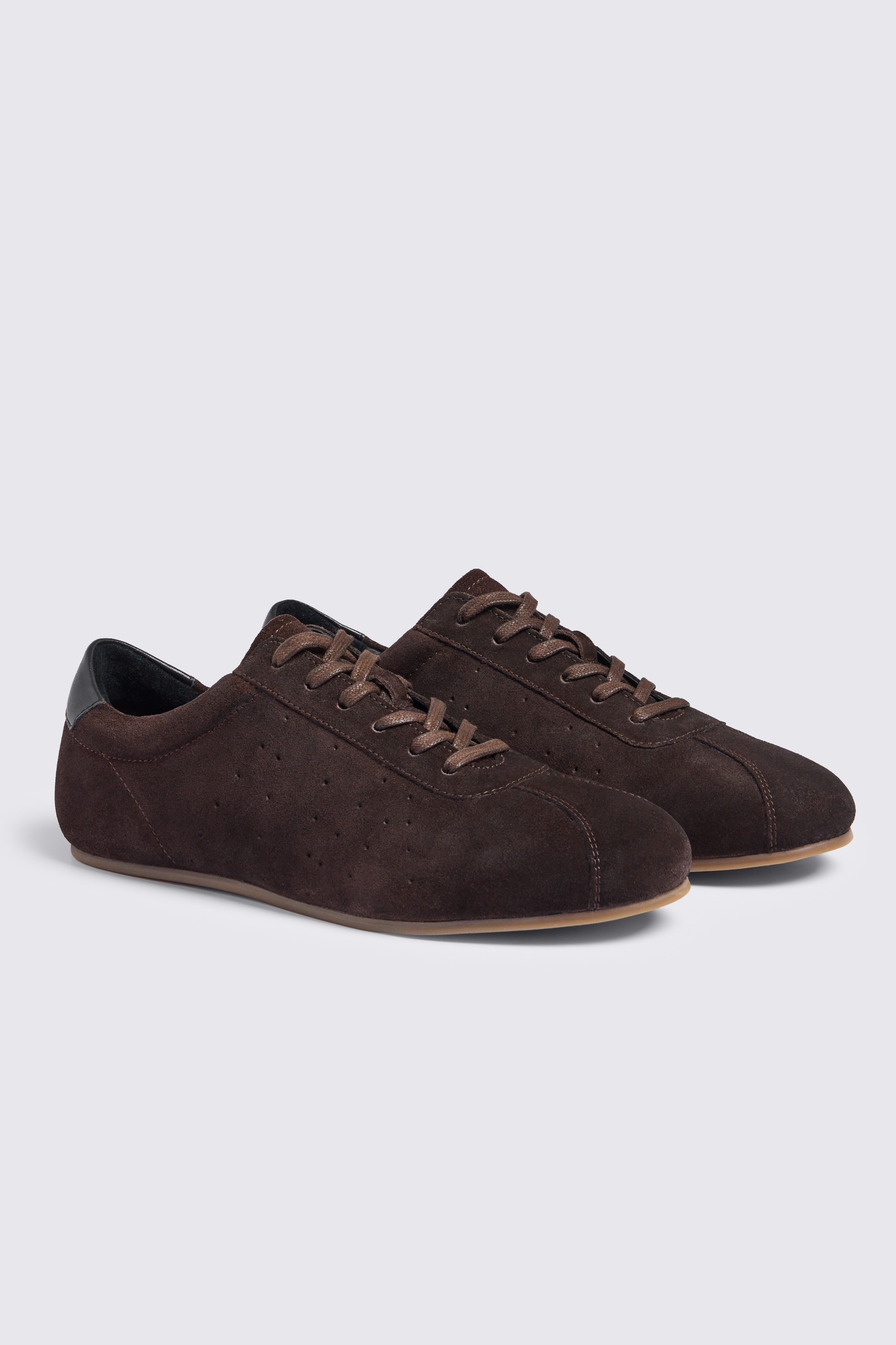 Dark Brown Suede Flat Sole Trainers