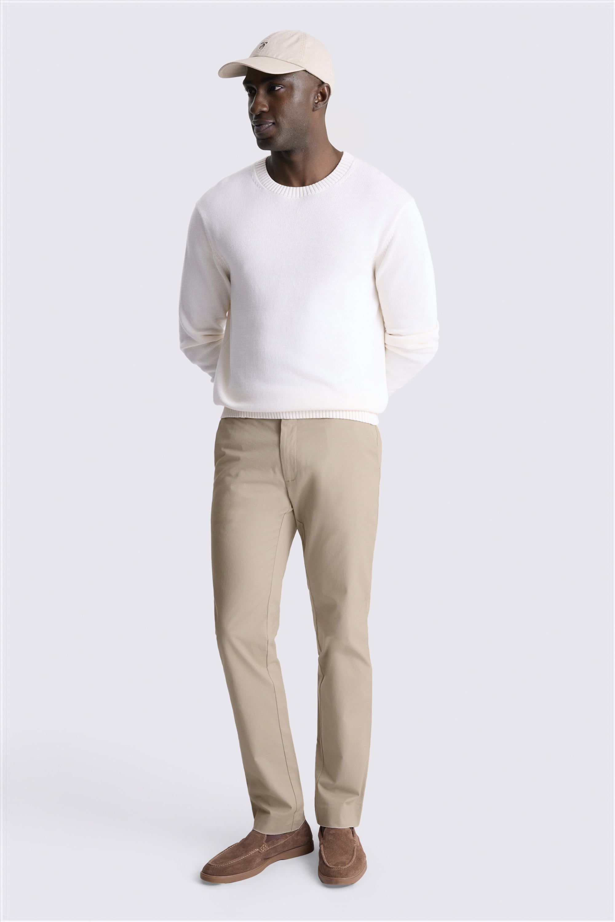Slim Fit Stone Cotton-Stretch Chinos