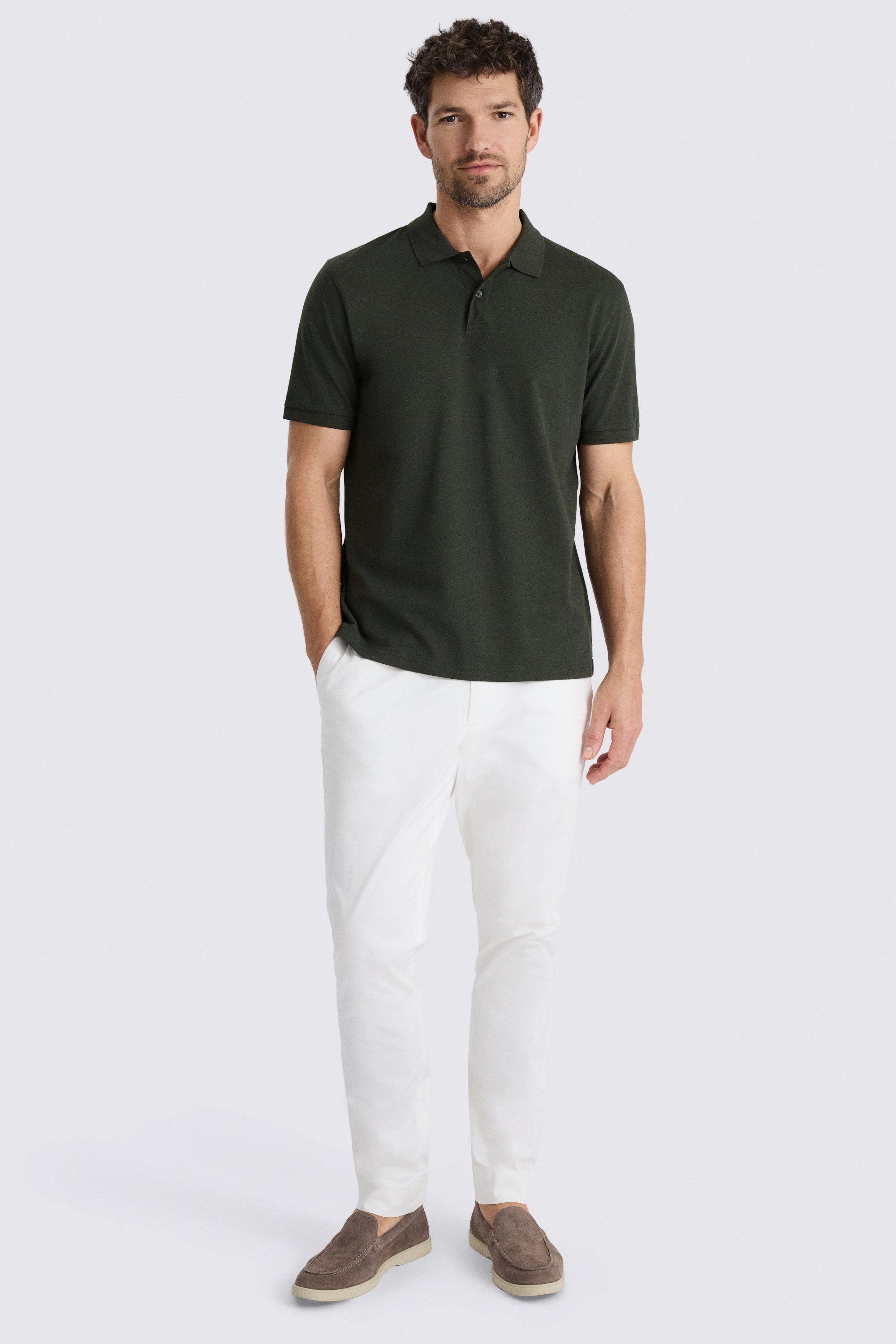 Khaki Piqué Polo Shirt