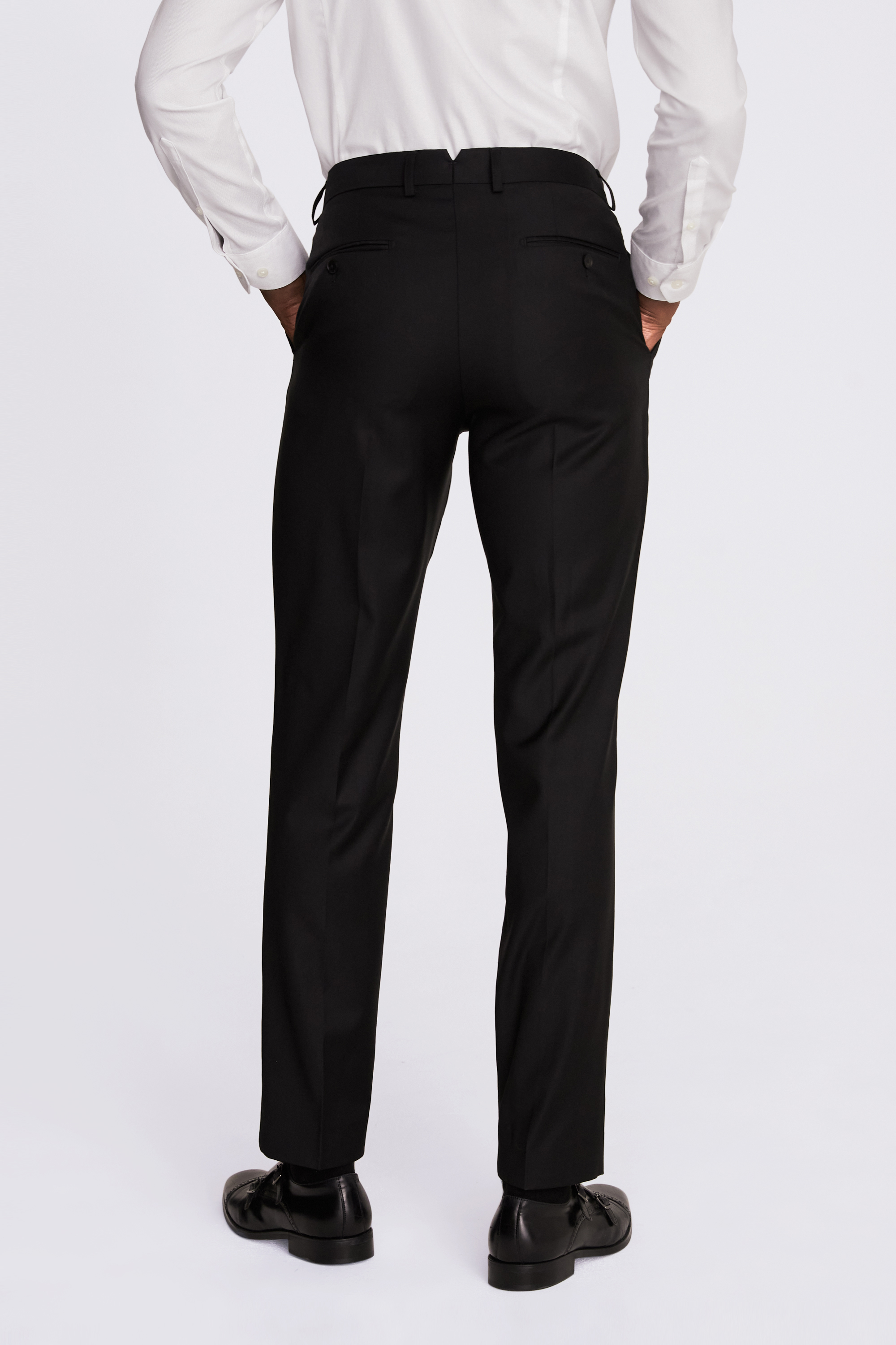 Tailored Fit Black Twill Pants