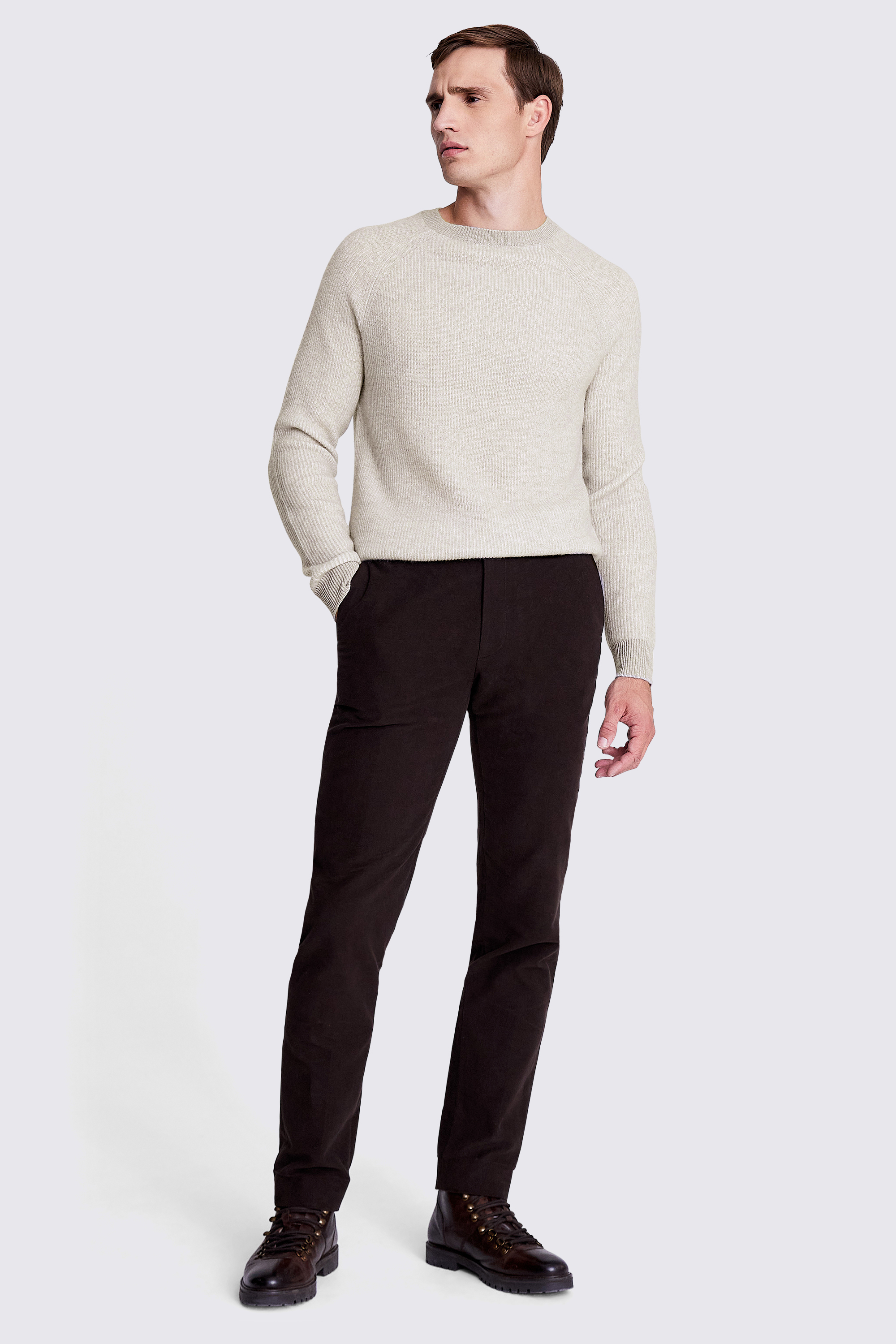 Oatmeal Cashmere Crew Neck Jumper
